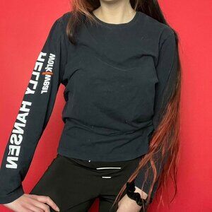 HH workwear / Long sleeve blackish navy top with graphics down the arm 🤍💙​​​​​